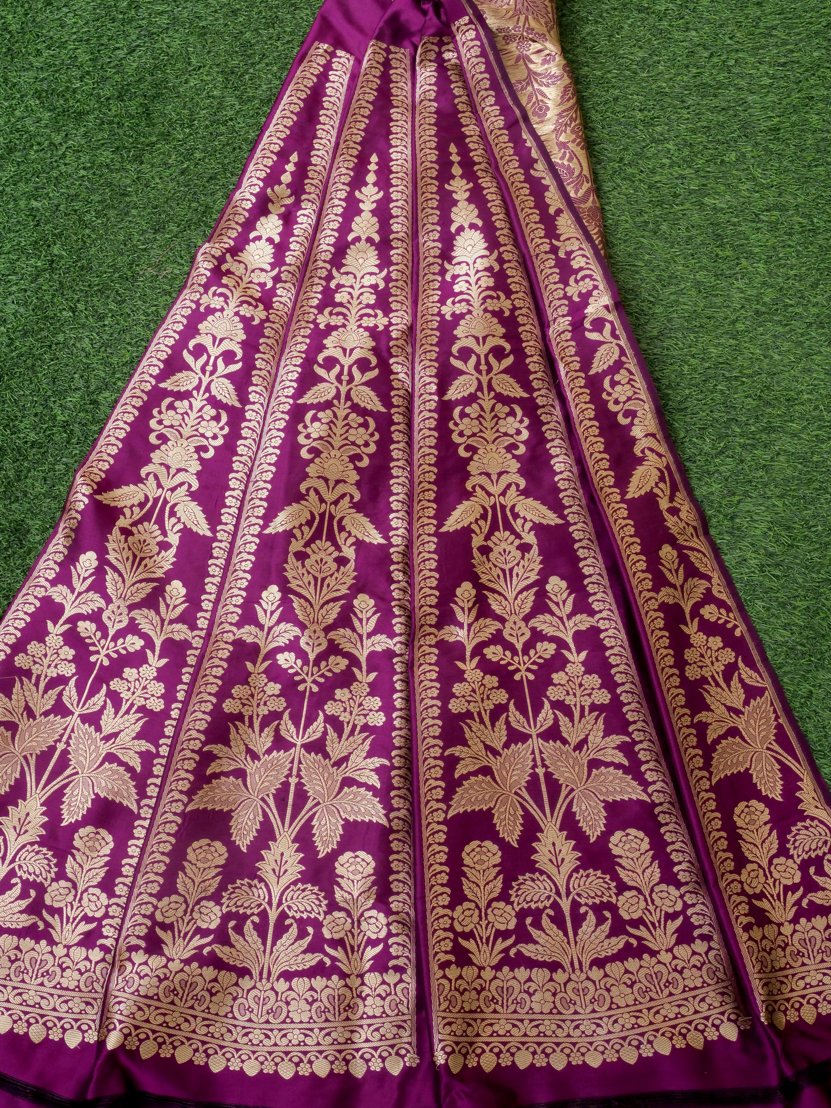 Handloom Banarasi Katan Silk Tanirika Kalidar Lehenga