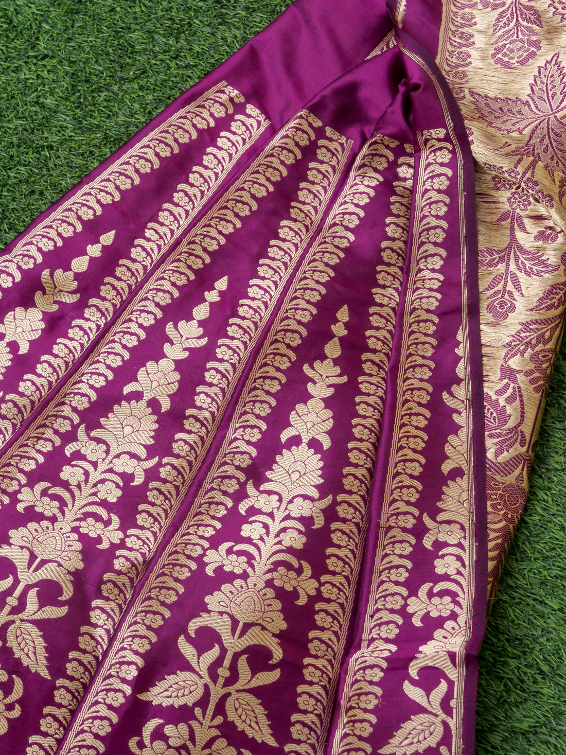Handloom Banarasi Katan Silk Tanirika Kalidar Lehenga