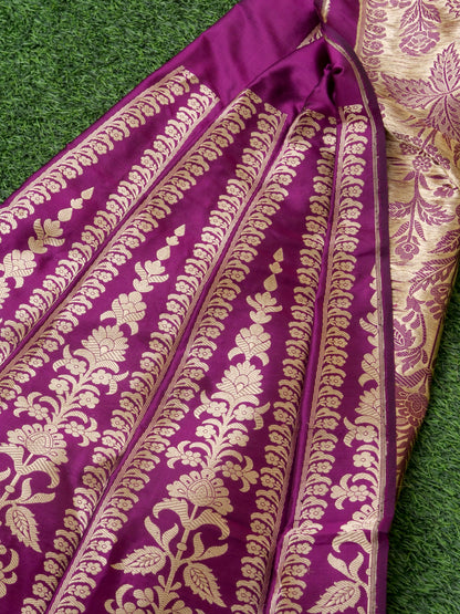 Handloom Banarasi Katan Silk Tanirika Kalidar Lehenga