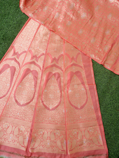 Handloom Banarasi Katan Silk Vrita Kalidar Lehenga