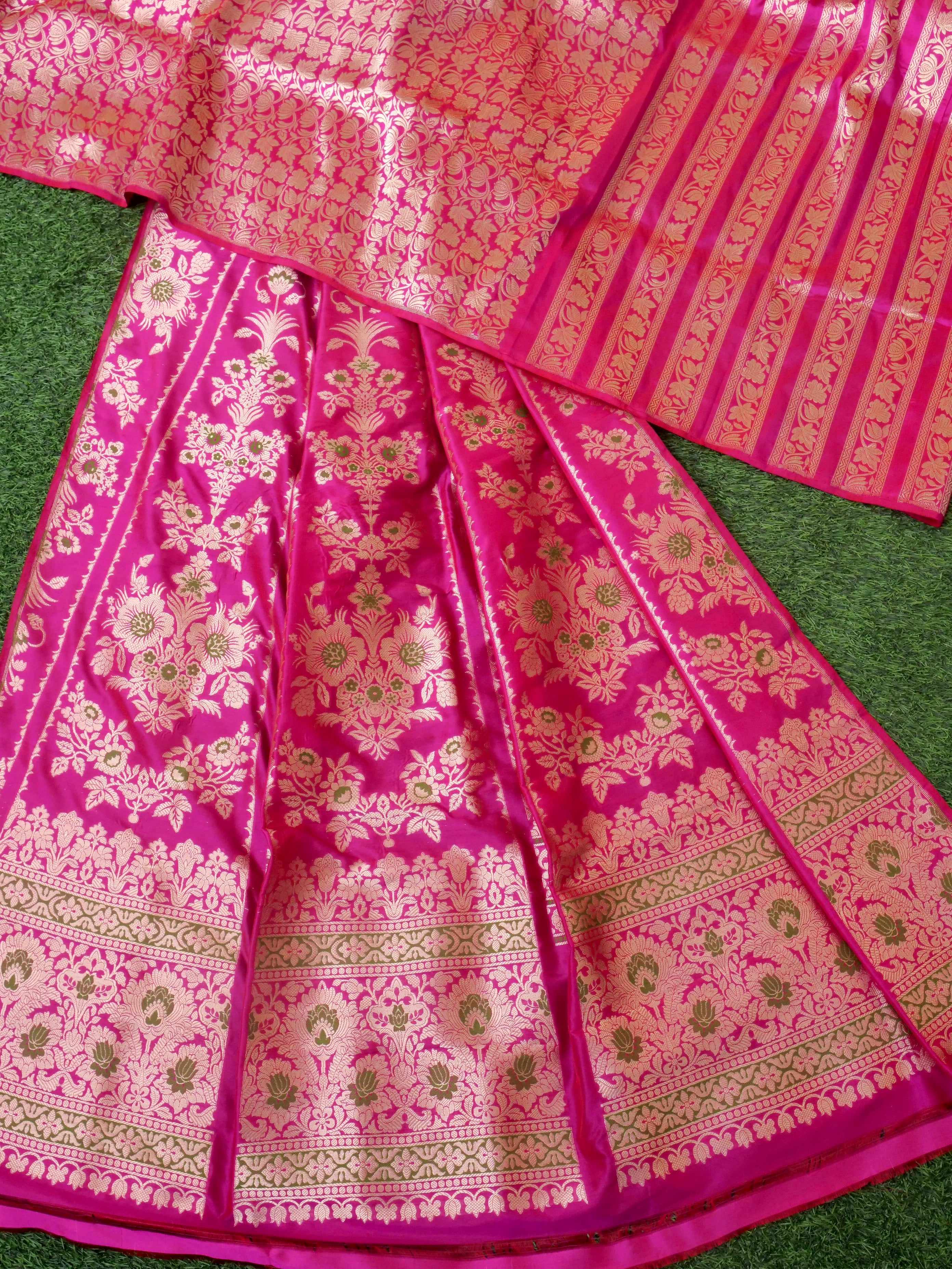Handloom Banarasi Katan Silk Tarni Kalidar Lehenga
