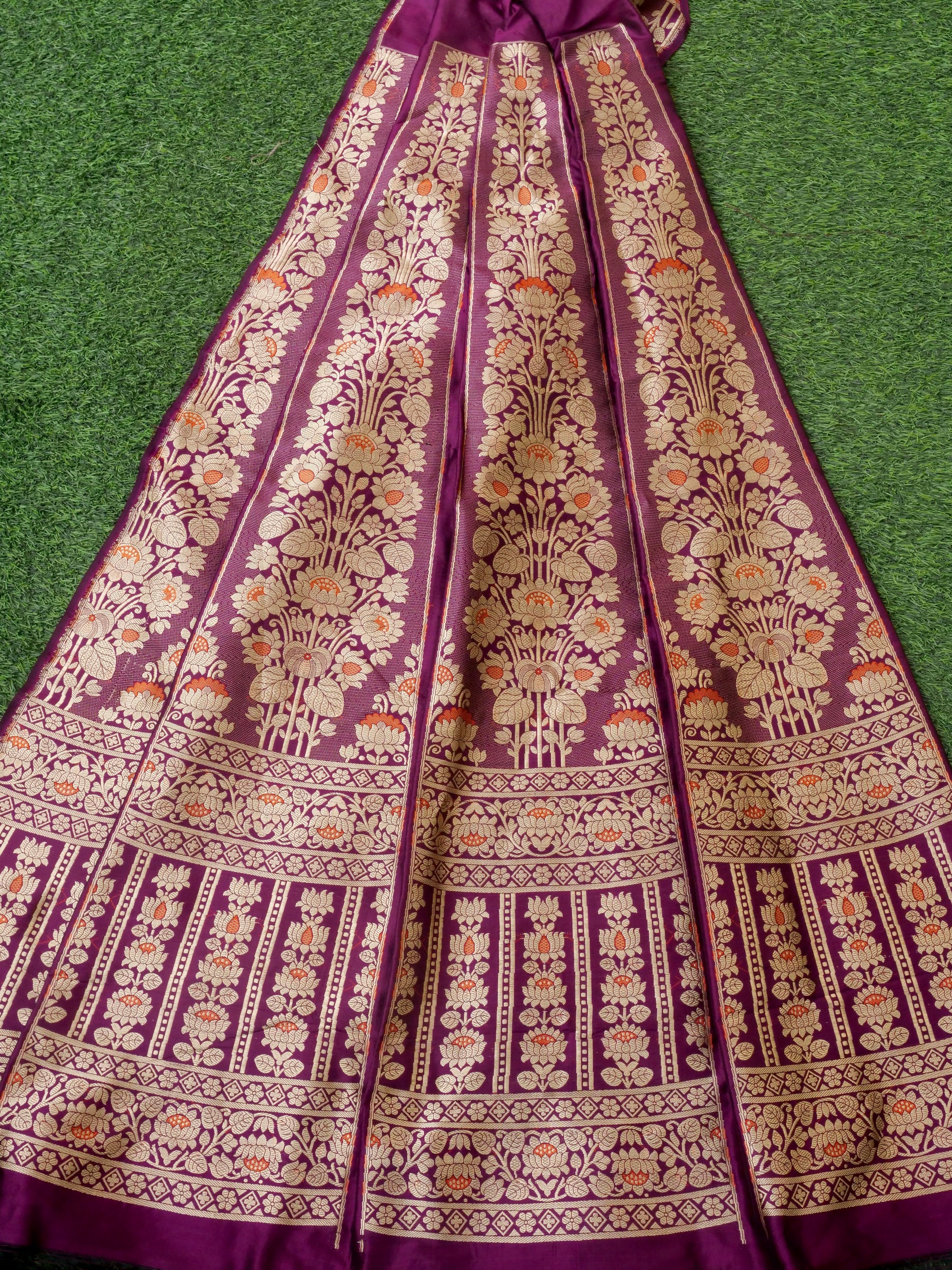 Handloom Banarasi Katan Silk Vanlata Kalidar Lehenga