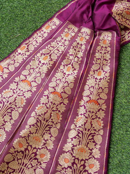 Handloom Banarasi Katan Silk Vanlata Kalidar Lehenga
