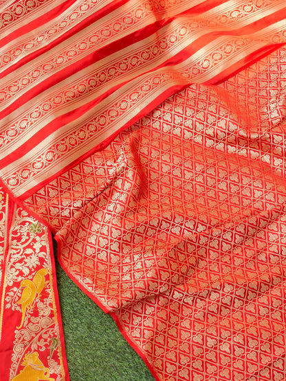 Handloom Banarasi Sateen Katan Silk Vahnika Kalidar Lehenga