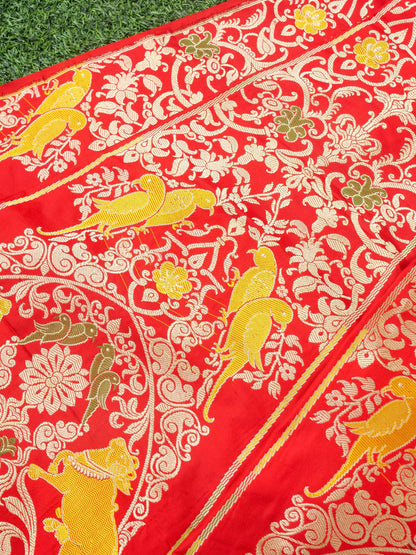 Handloom Banarasi Sateen Katan Silk Vahnika Kalidar Lehenga