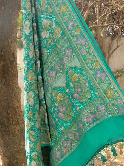 Banarasi Georgette Bandhani Dahlia Dupatta