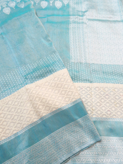 Pure Banarasi Kora by Tissue Saree with Kadhiyal Border
