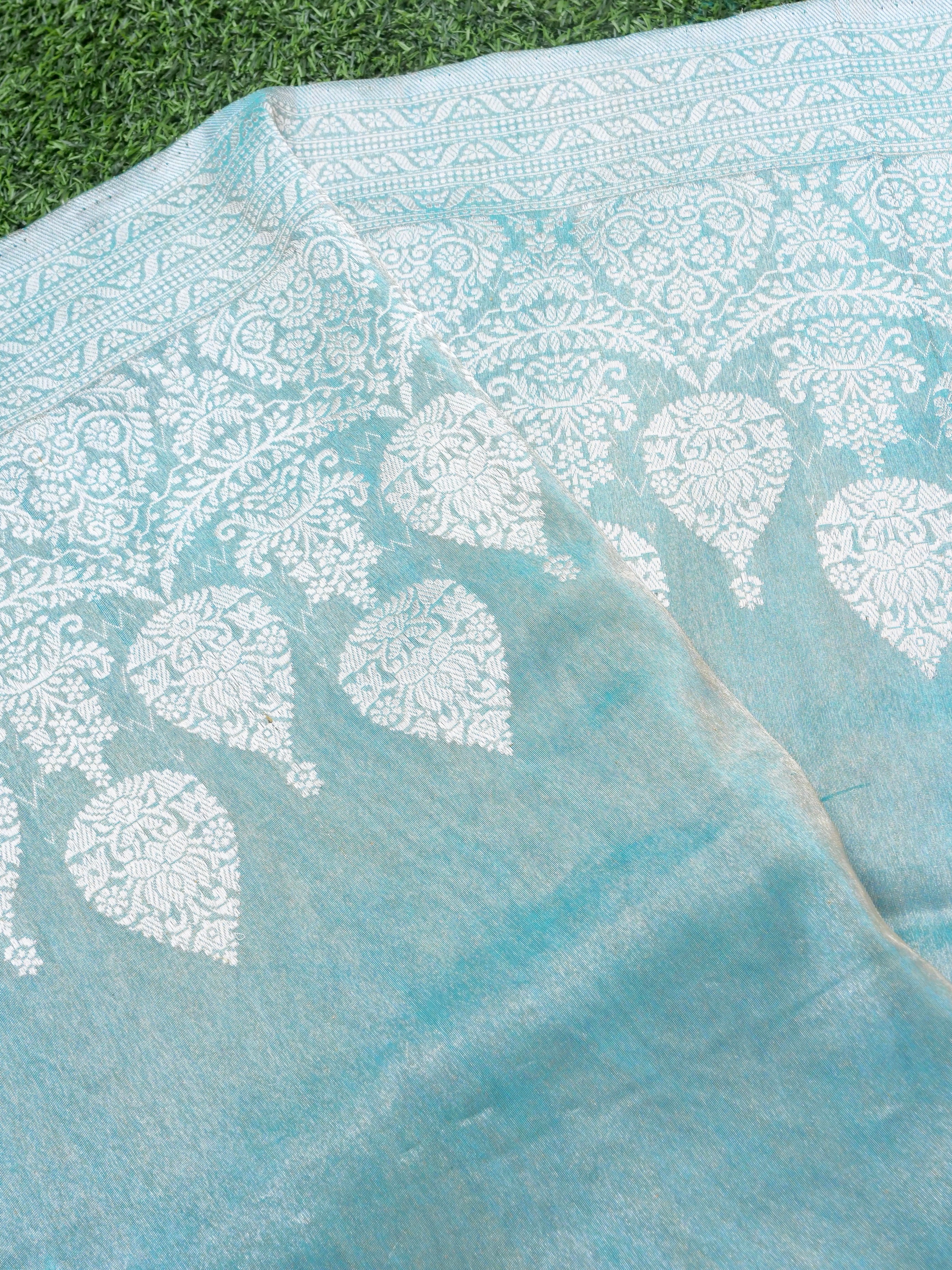 Pure Banarasi Kora by Tissue Saree with Kadhiyal Border