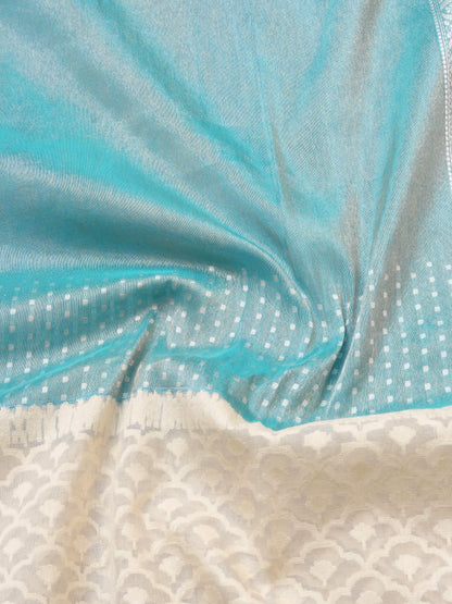 Pure Banarasi Kora by Tissue Saree with Kadhiyal Border