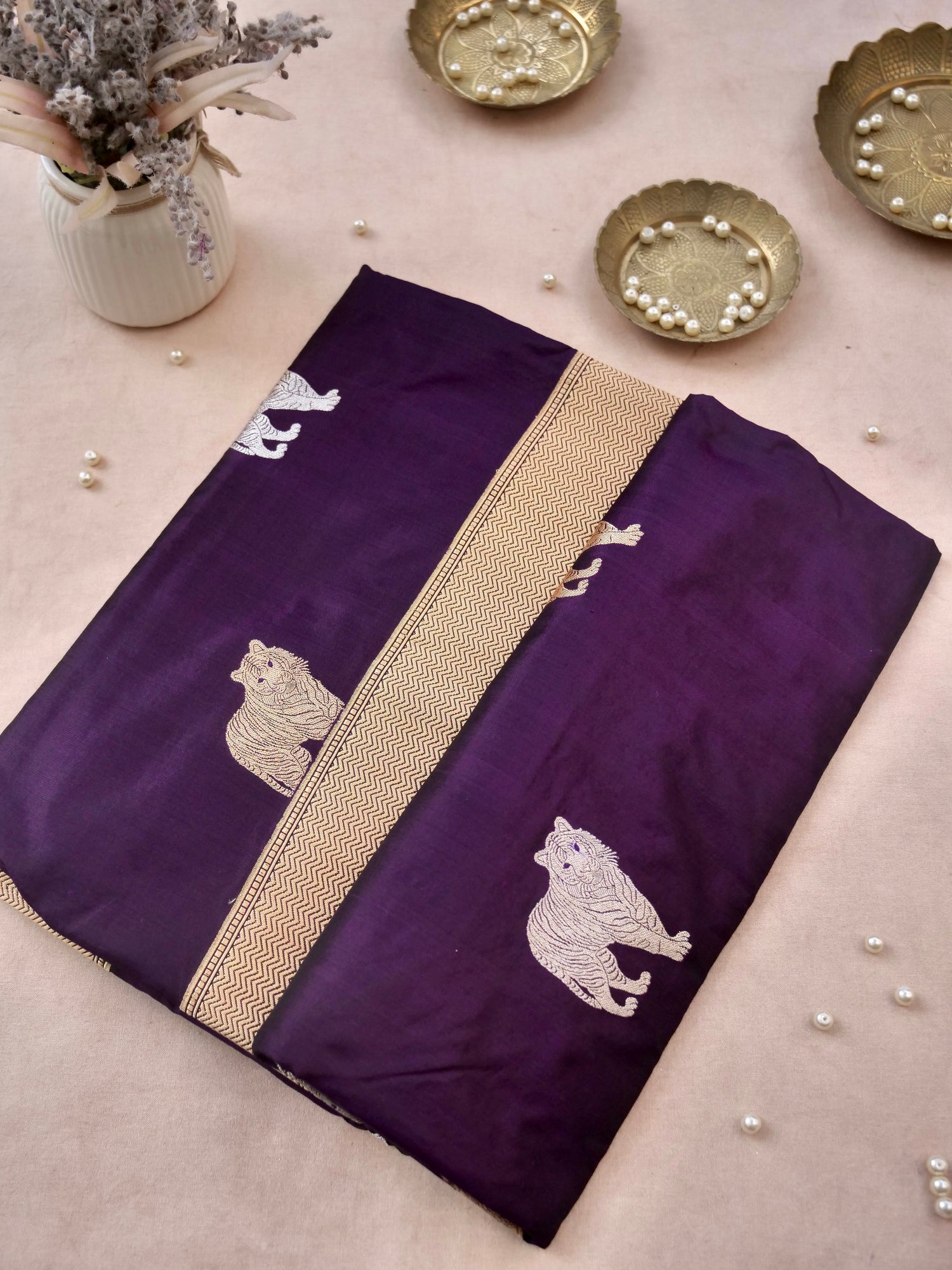 Handloom Banarasi Pure Katan Silk Zarmrig Kadwa Saree