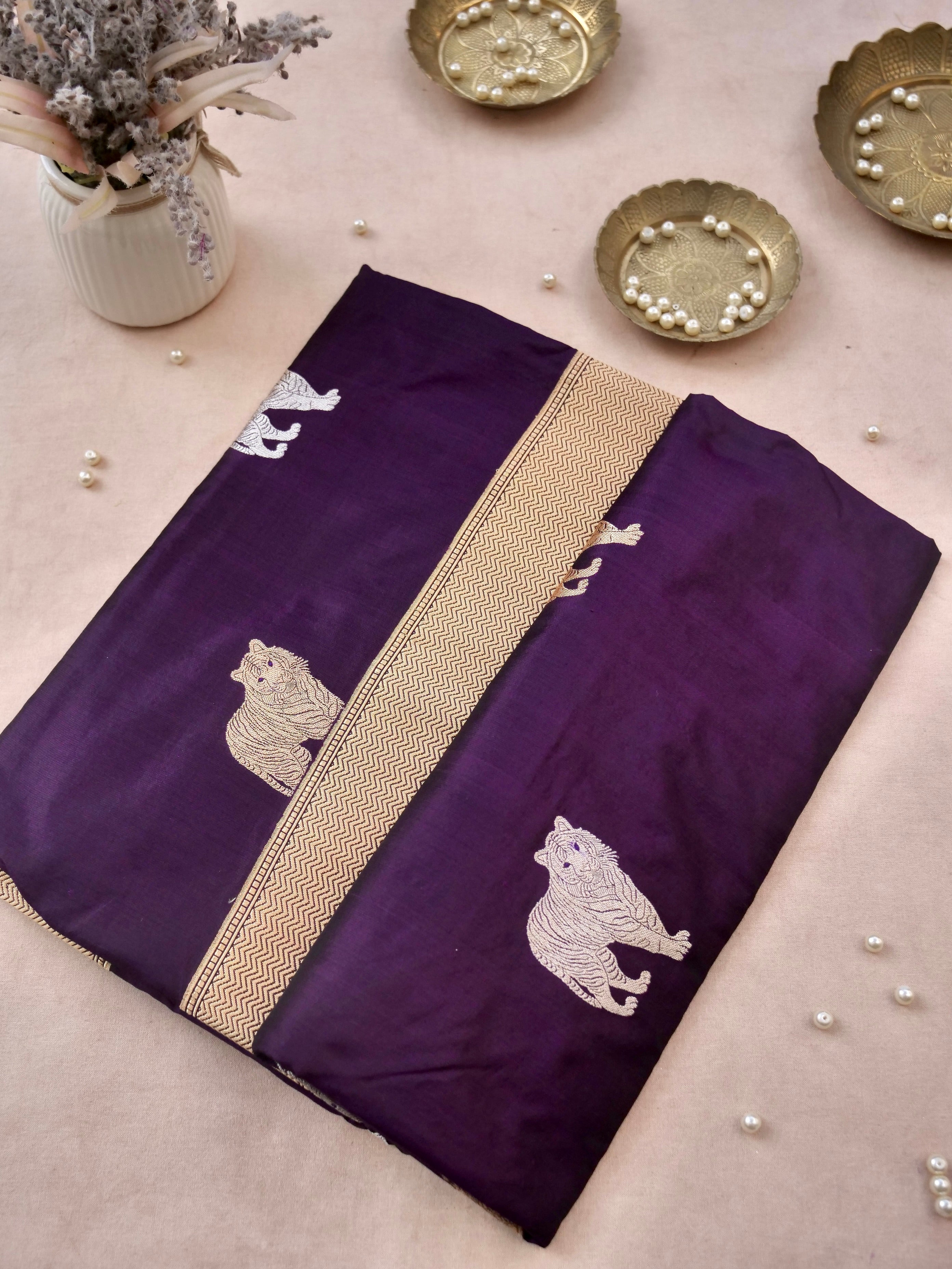 Handloom Banarasi Pure Katan Silk Zarmrig Kadwa Saree