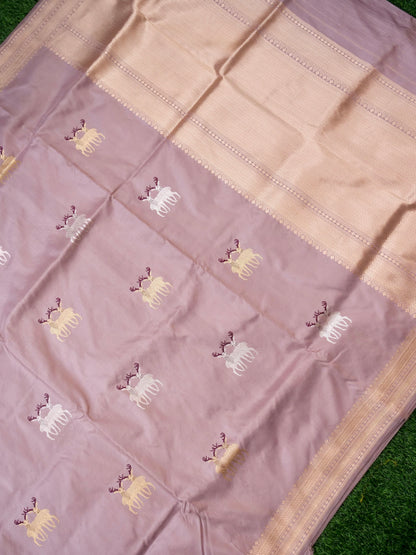 Handloom Banarasi Pure Katan Silk Zarmrig Kadwa Saree