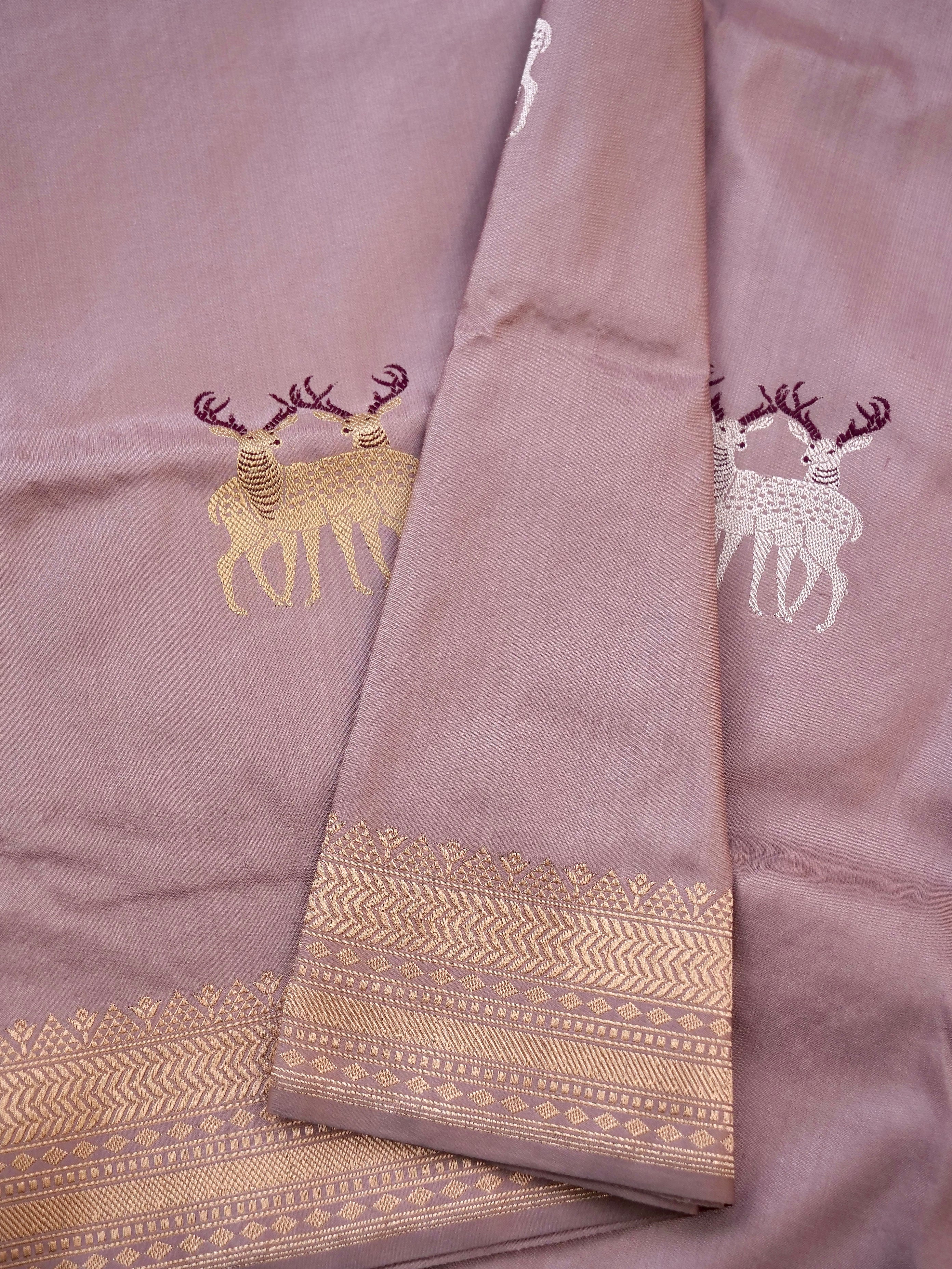 Handloom Banarasi Pure Katan Silk Zarmrig Kadwa Saree