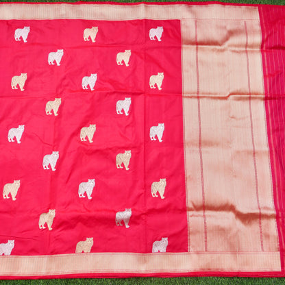 Handloom Banarasi Pure Katan Silk Zarmrig Kadwa Saree