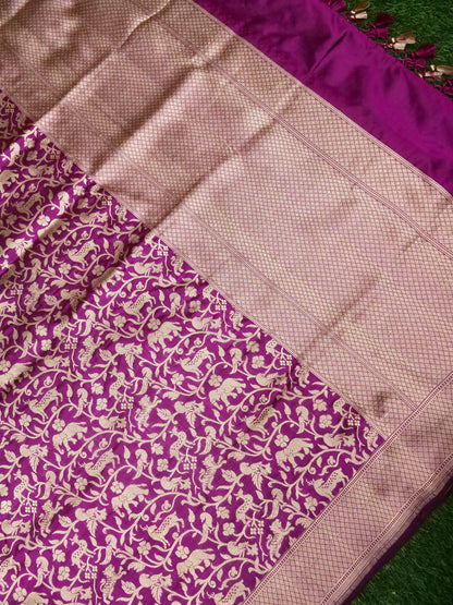 Handloom Banarasi Katan Silk Shikargah Dupatta - Khinkhwab