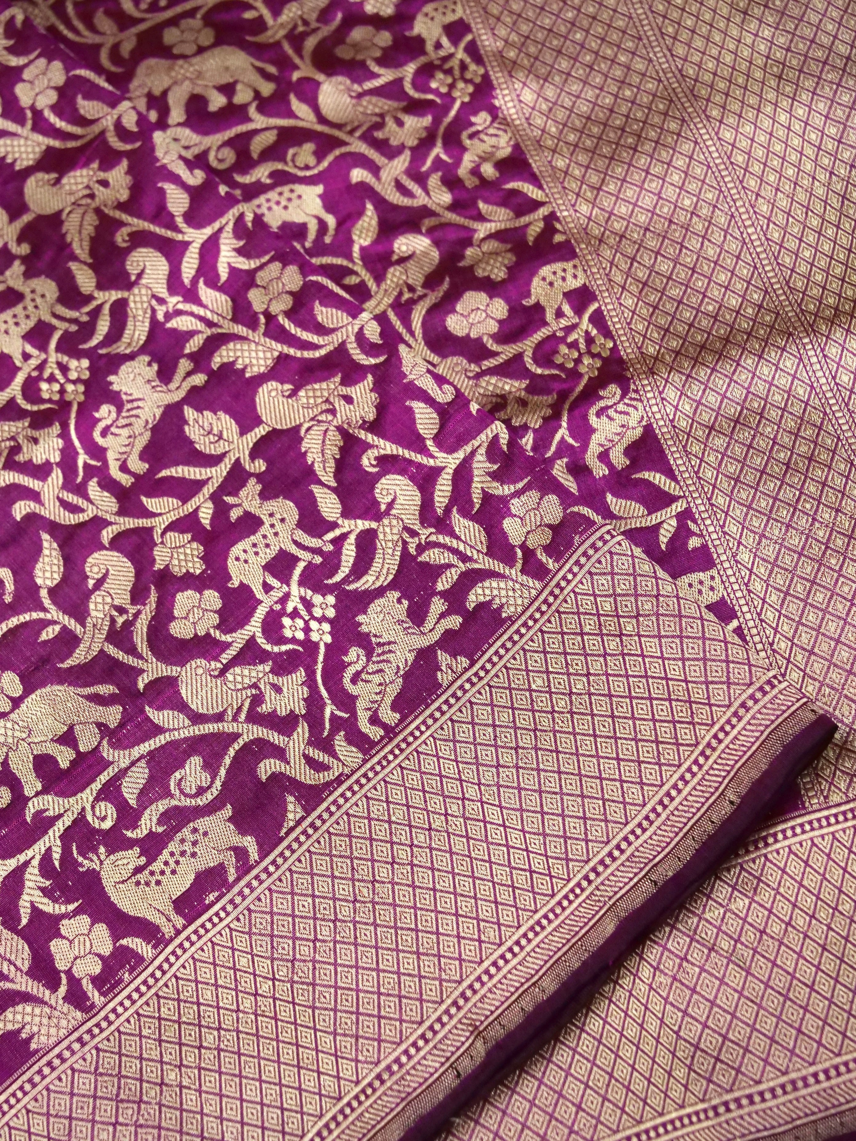 Handloom Banarasi Katan Silk Shikargah Dupatta - Khinkhwab