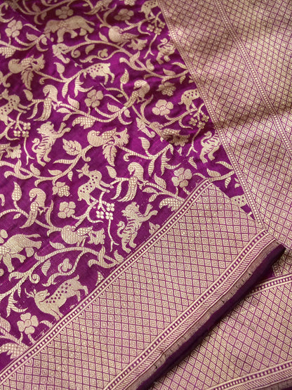 Handloom Banarasi Katan Silk Shikargah Dupatta - Khinkhwab