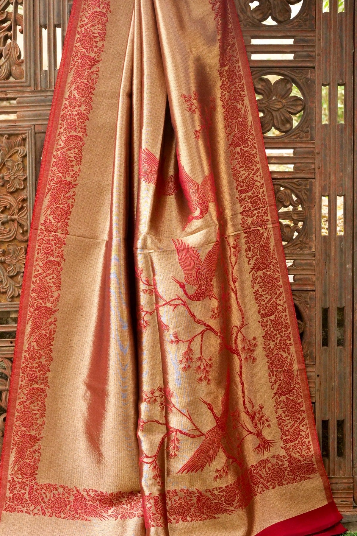 Tissue Semi Pashmina Handwoven Kashmiri Bird Shawl