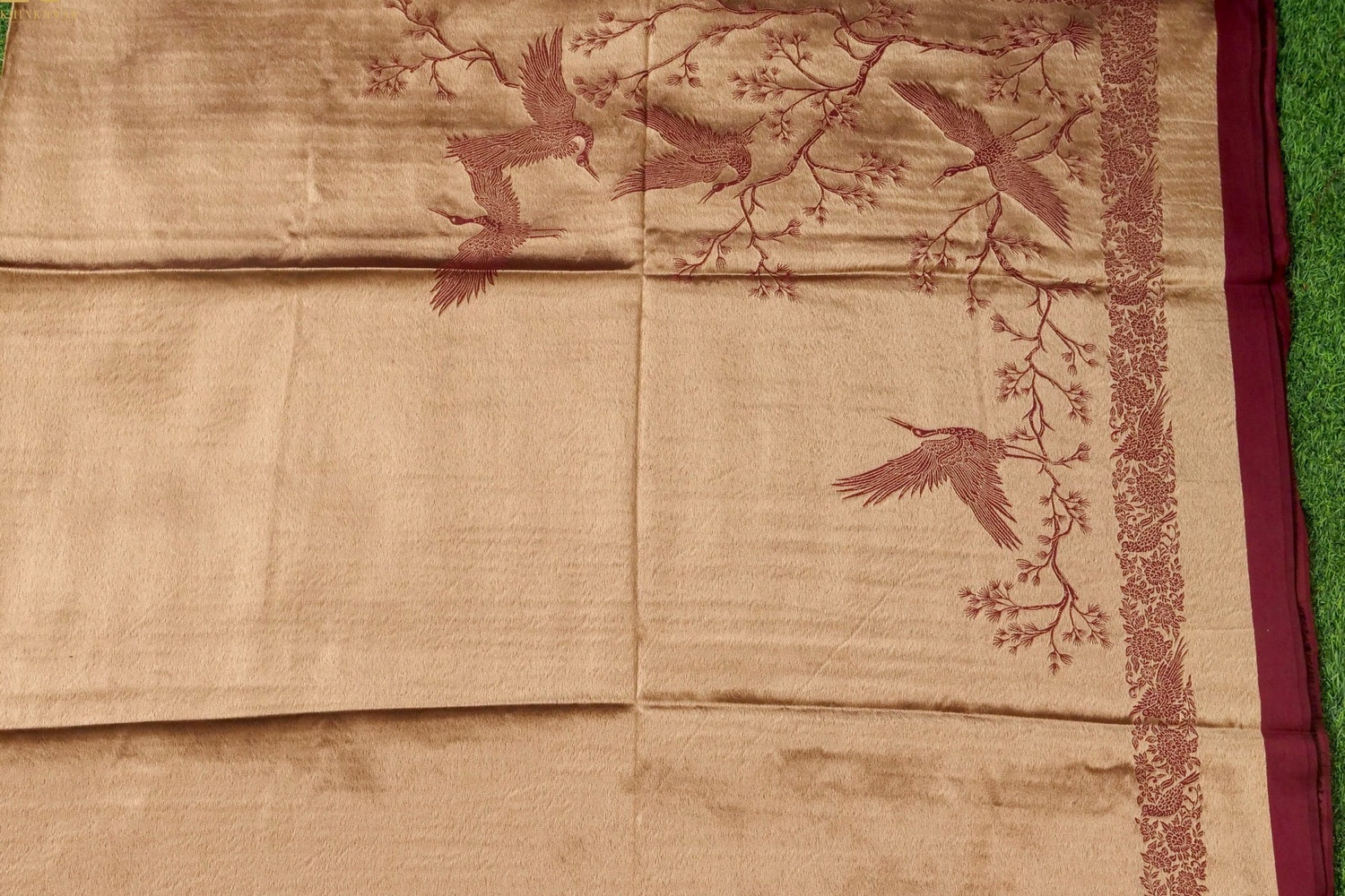 Tissue Semi Pashmina Handwoven Kashmiri Bird Shawl
