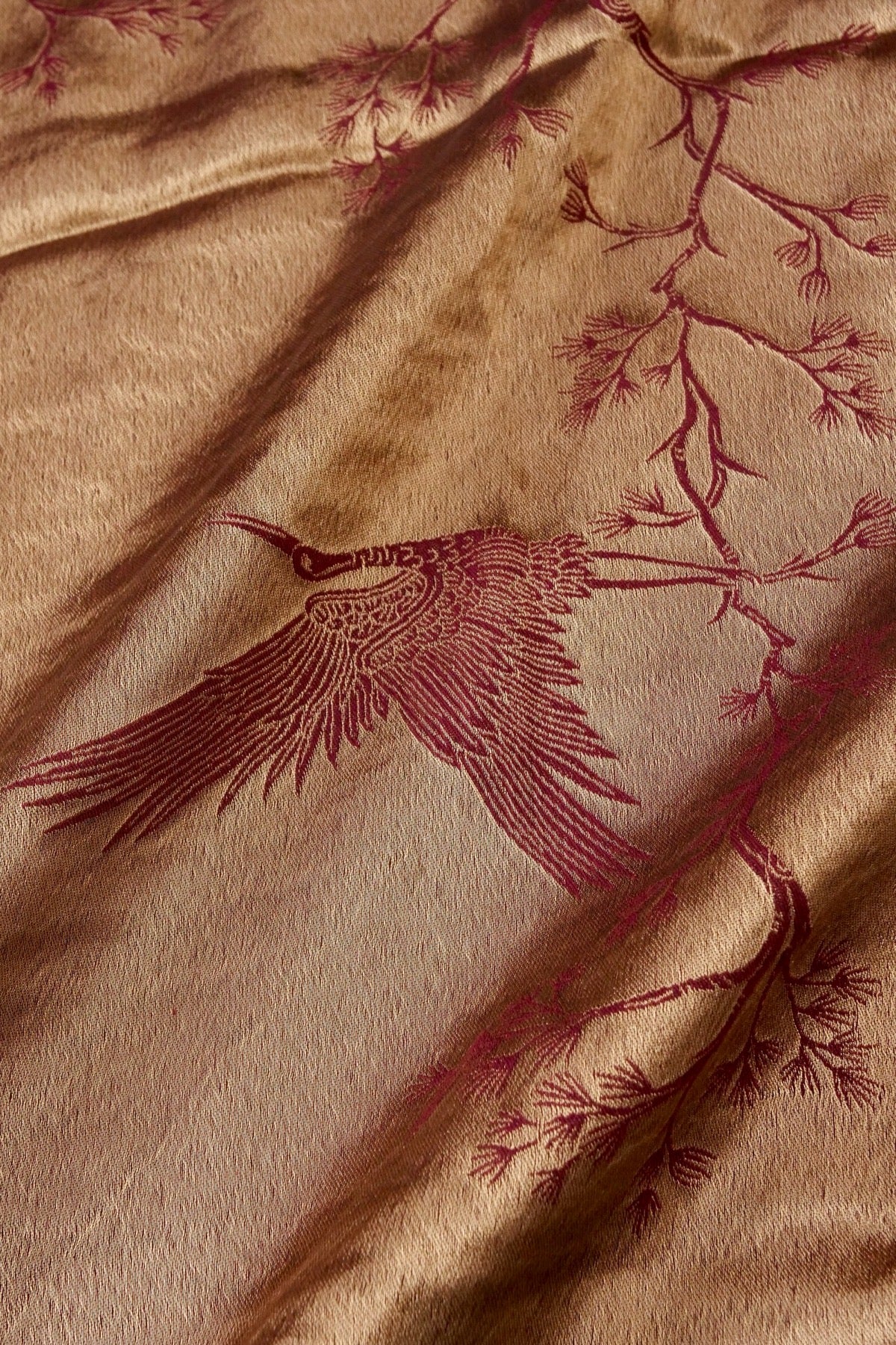 Tissue Semi Pashmina Handwoven Kashmiri Bird Shawl