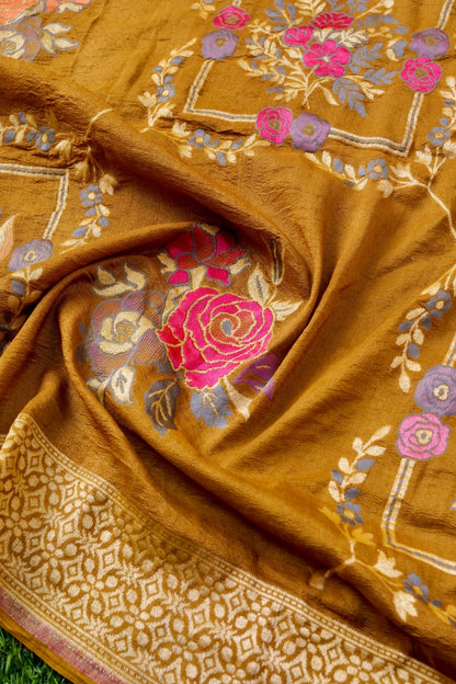 Handloom Banarasi Tussar by Georgette Silk Saree