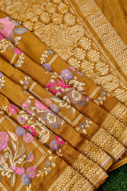 Handloom Banarasi Tussar by Georgette Silk Saree