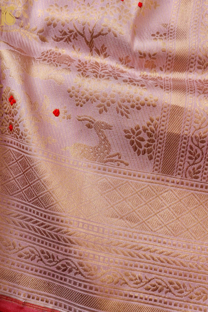 Handloom Banarasi Katan Silk Kadwa Zari Vasket Shikargah Saree