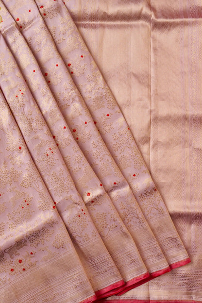 Handloom Banarasi Katan Silk Kadwa Zari Vasket Shikargah Saree