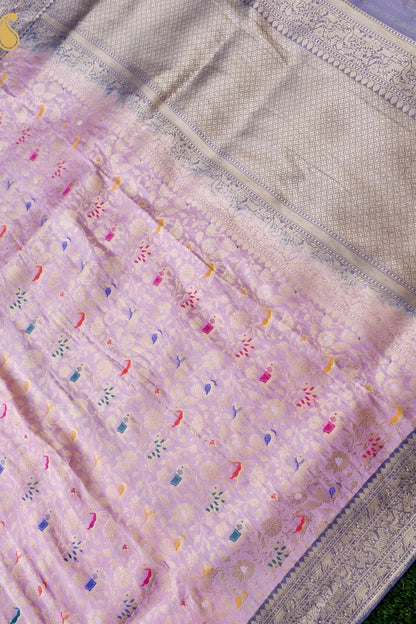 Handloom Banarasi Katan Shikargah Saree with Contrast Border