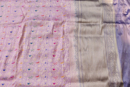 Handloom Banarasi Katan Shikargah Saree with Contrast Border