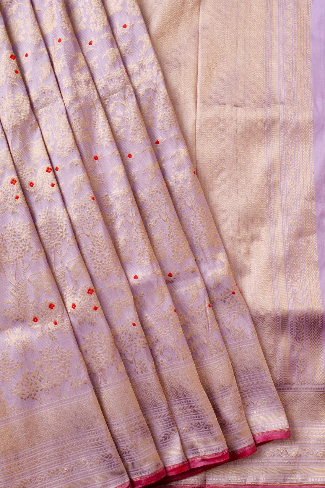 Handloom Banarasi Katan Silk Kadwa Zari Vasket Shikargah Saree