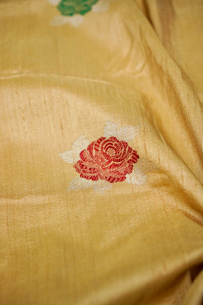 Handloom Pure Dupion Silk Banarasi Fabric