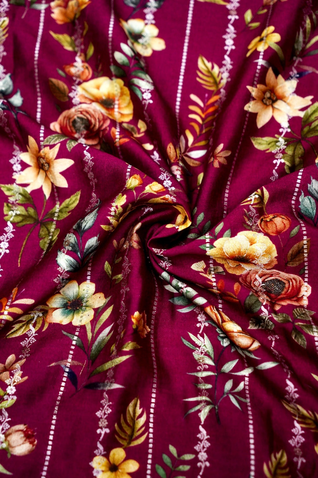 Moonga Silk Handloom Banarasi Print Fabric