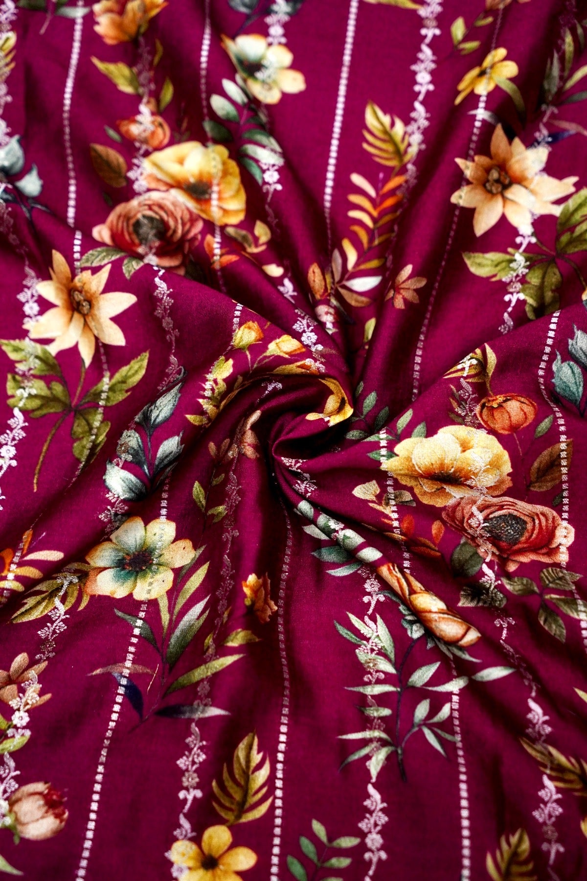 Moonga Silk Handloom Banarasi Print Fabric