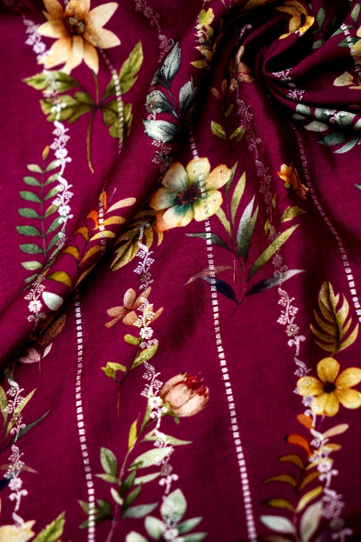 Moonga Silk Handloom Banarasi Print Fabric