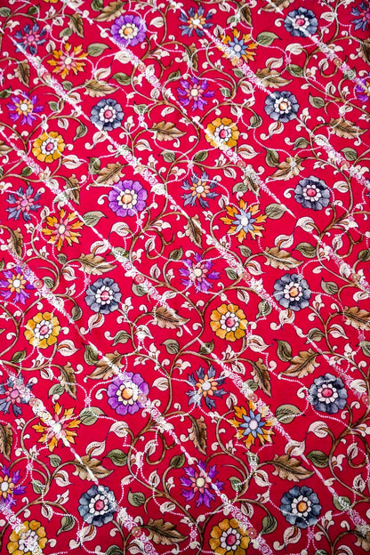 Moonga Silk Handloom Banarasi Print Fabric
