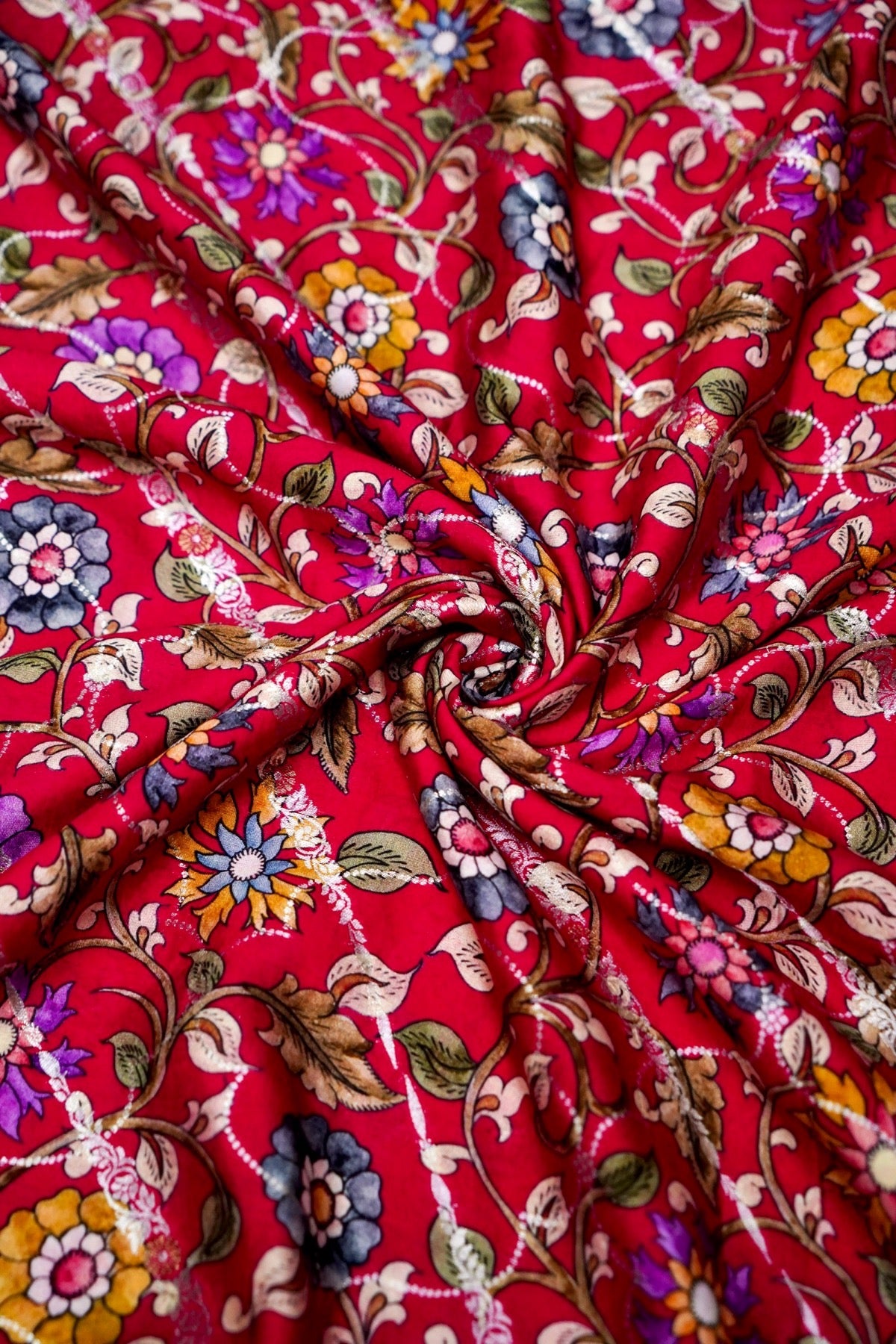 Moonga Silk Handloom Banarasi Print Fabric