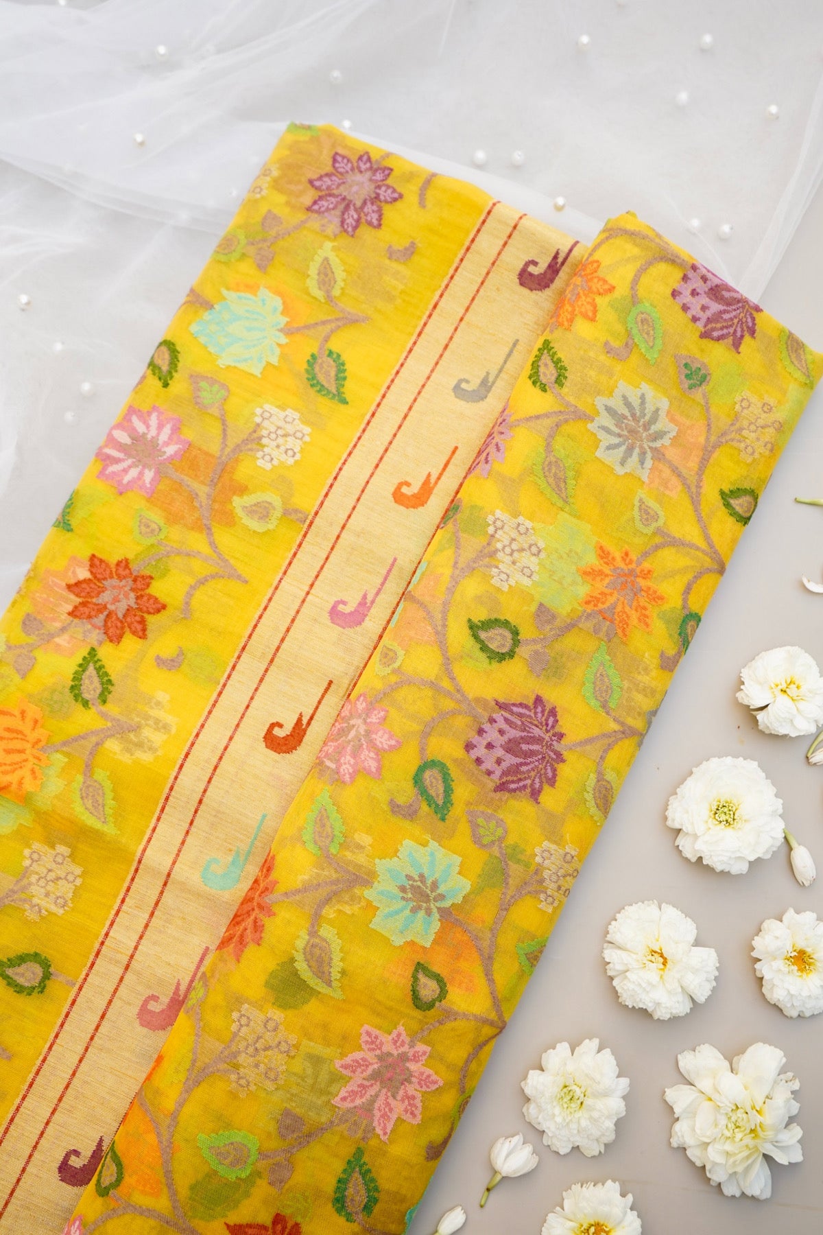 Pitambari Handloom Banarasi Real Silver Zari Cotton Saree - Khinkhwab