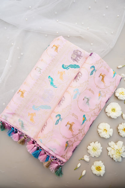 Handloom Banarasi Katan Silk Shikargah Saree - Khinkhwab