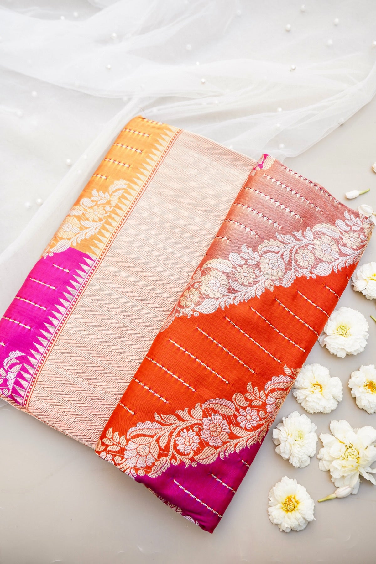 Handloom Banarasi Katan Silk Rangkat Saree with Githi Technique - Khinkhwab