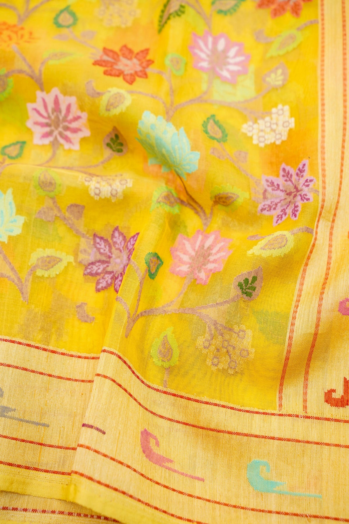 Pitambari Handloom Banarasi Real Silver Zari Cotton Saree - Khinkhwab