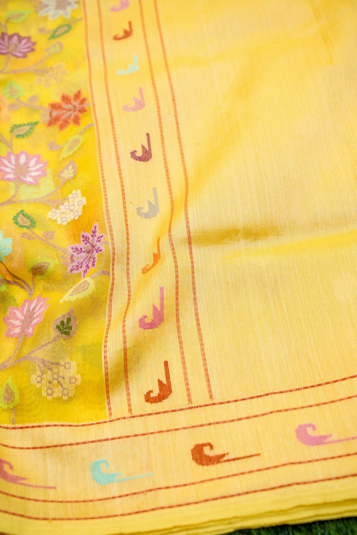 Pitambari Handloom Banarasi Real Silver Zari Cotton Saree - Khinkhwab