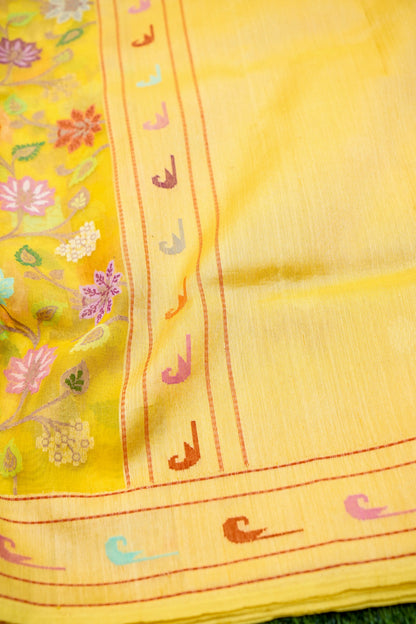 Pitambari Handloom Banarasi Real Silver Zari Cotton Saree - Khinkhwab