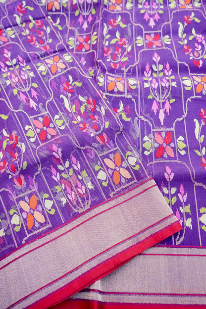 Handloom Banarasi Real Silver Zari Cotton Saree - Khinkhwab