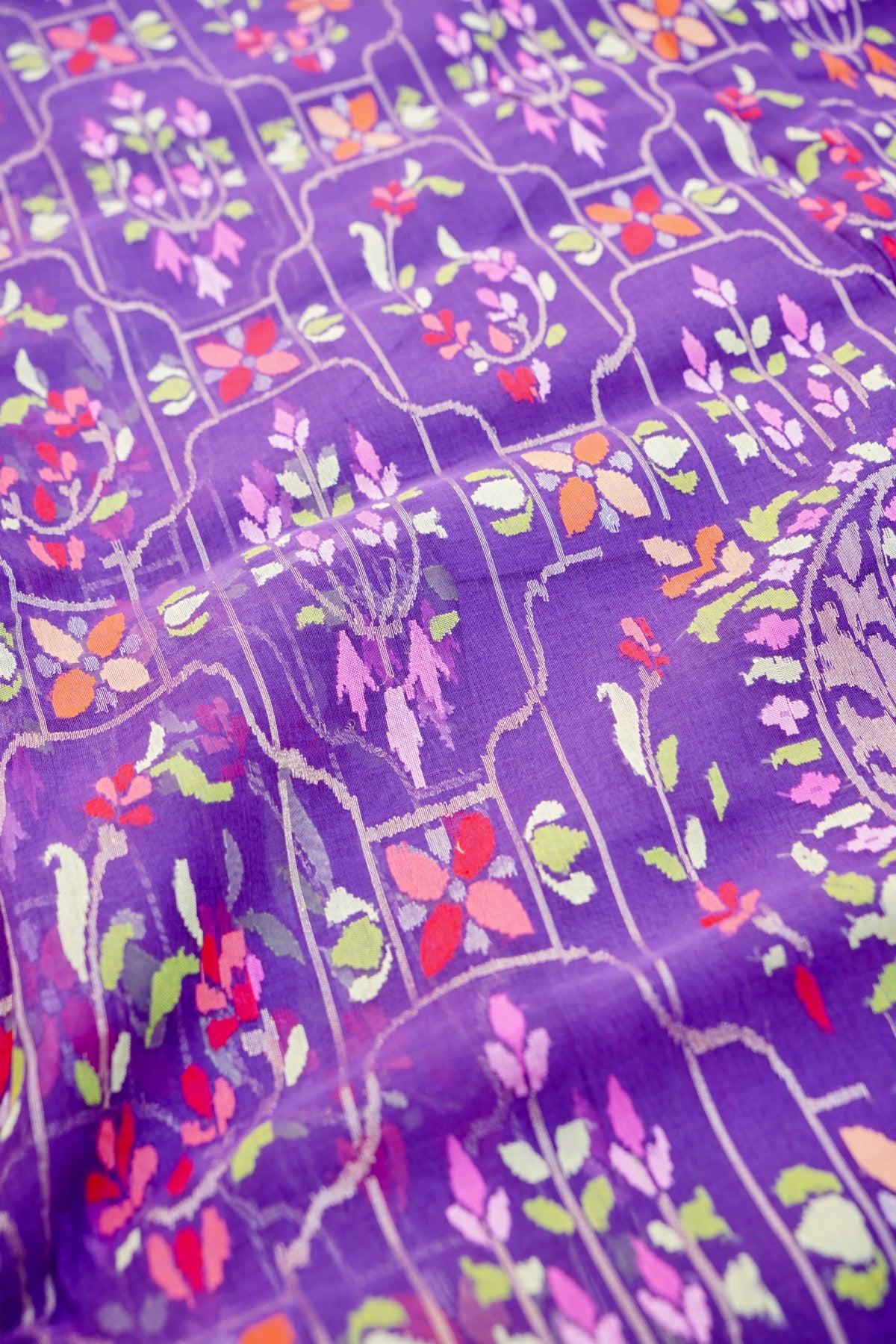 Handloom Banarasi Real Silver Zari Cotton Saree - Khinkhwab