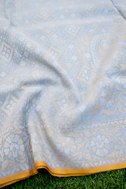 Handloom Banarasi Real Silver Zari Cotton Saree - Khinkhwab