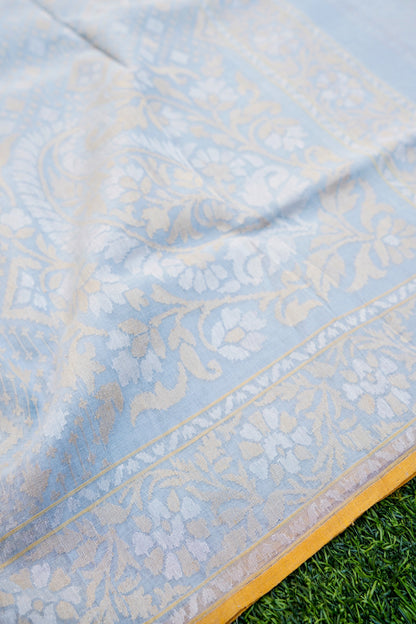 Handloom Banarasi Real Silver Zari Cotton Saree - Khinkhwab
