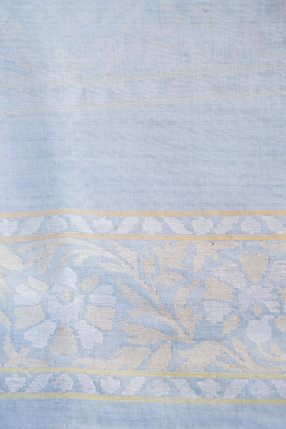 Handloom Banarasi Real Silver Zari Cotton Saree - Khinkhwab