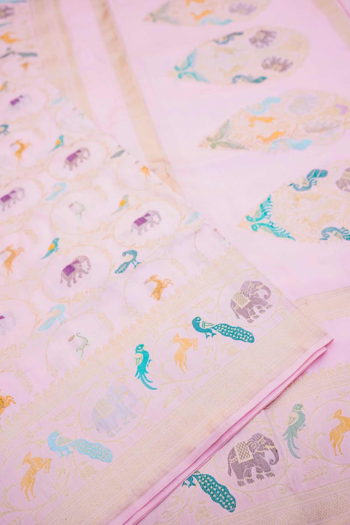 Handloom Banarasi Katan Silk Shikargah Saree - Khinkhwab