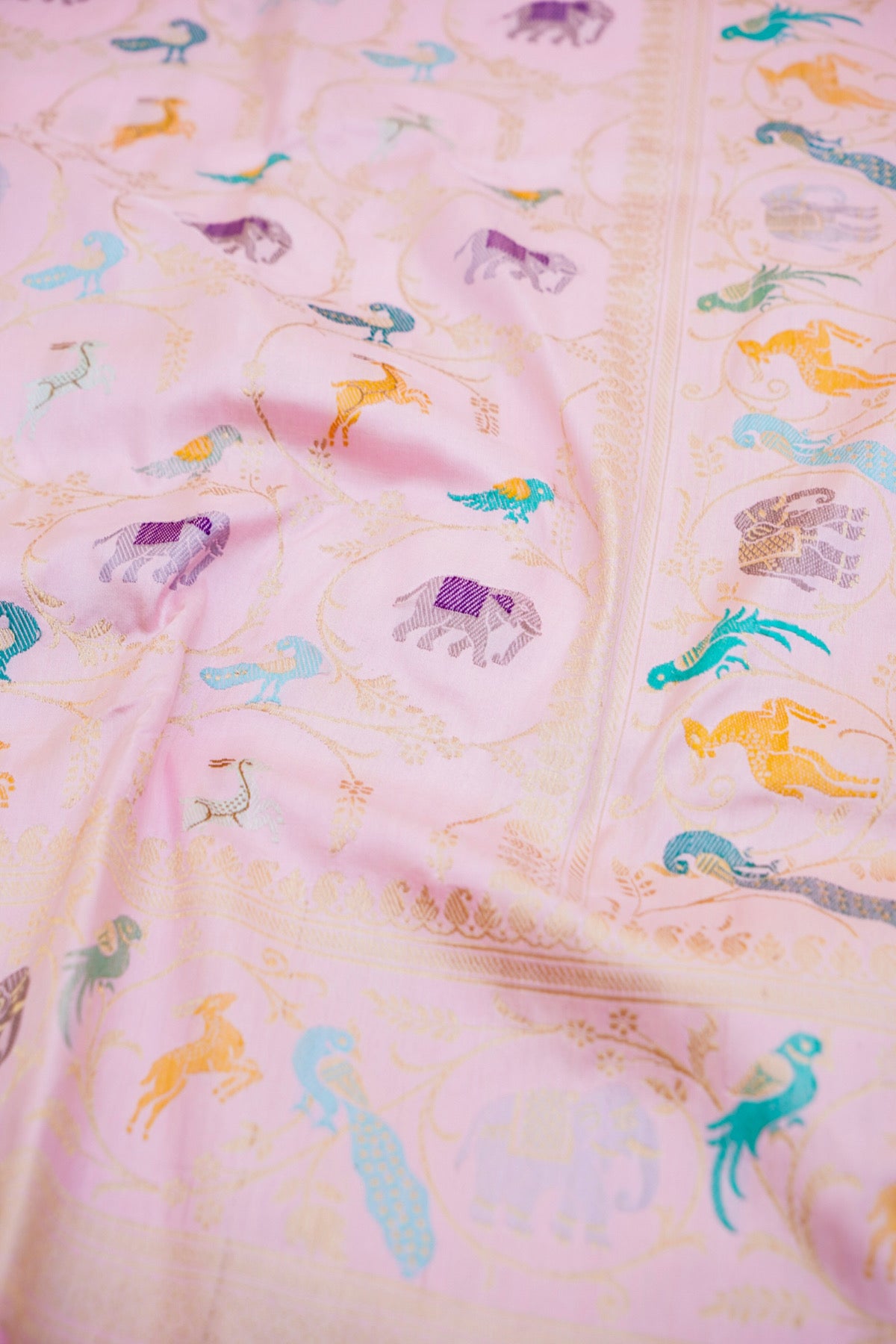 Handloom Banarasi Katan Silk Shikargah Saree - Khinkhwab